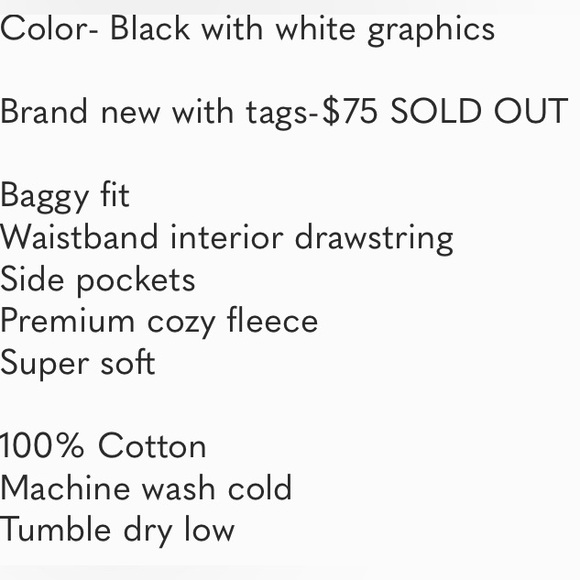 (B13) Good American Sagittarius Black & White Sweatpants, Size 1 = Small, NWT - Picture 8 of 9